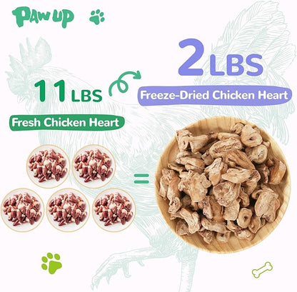 Freeze Dried Chicken Heart Pet Treats, High Protein Freeze-Dried Pet Food for Dogs, Cats, Fresh Ingredient, 3.2 oz, Rawhide Free, Gluten&Grain Free