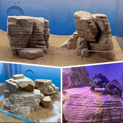 Natural Aquarium Rocks PH Neutral Stone 2-7inch Fish Rocks 10LB Pagoda Rocks for Aquariums, Landscaping Model,Tank Decoration,Amphibian Enclosures-6-7Pcs