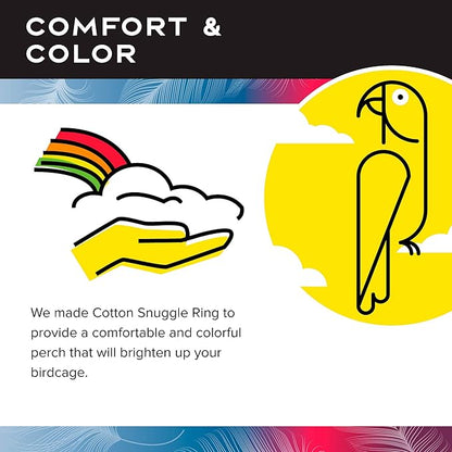 Featherland Paradise Cotton Snuggle Ring Bird Toy, Bird Perch, Large Bird Toys, for Parrots, Cockatoos, Macaws, Large Birds