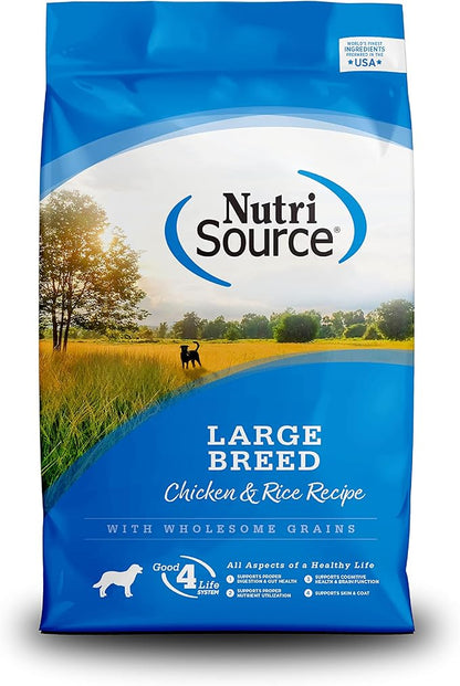 NutriSource Adult Dog Food, Made with Chicken and Rice, Large Breed, with Wholesome Grains, 30LB, Dry Dog Food