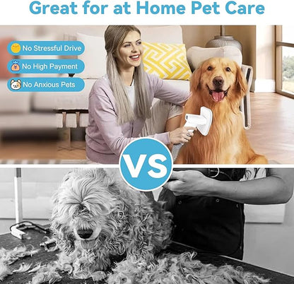 6-in-1 Pet Grooming Kit with Vacuum Brush | Low Noise Deshedding Tool, Dog Hair Clippers & Scissors | Shedding Control for Dogs Cats Clean up