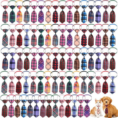 80 Pcs Dog Bows Dog Bow Ties for Small Dogs Assorted Pattern Dog Bowtie Dog Collar Bows Cat Bowtie Collar Dog Bowknot for Small Medium Puppy Pet Photography Festival Grooming Party (Plaid Tie)