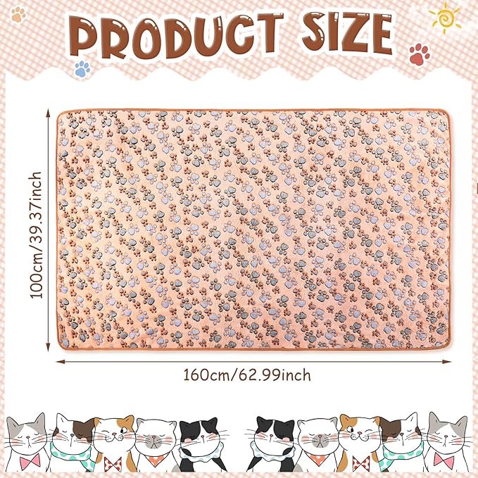 Tatuo 4 Pcs Dog Blanket Pet Puppy Blanket Puppy Teething Toys Paw Print Fleece Blanket for Pet Cat Soft Warm Sleep Mat Guinea Pig Cage Blanket(XX-Large(40 x 63 Inch),White, Coffee, Pink, Purple)