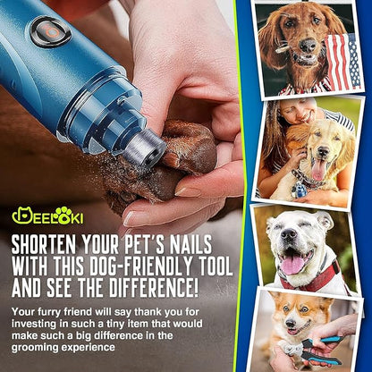 Dog Nail Grinder with LED Light Upgraded 2 Speeds Painless Pet Dog Nail Trimmers and Clipper Super Quiet Best Cat Dog Nail Clipper Kit for Large Small Dogs Pets Cats Breed Paws Quick Grooming