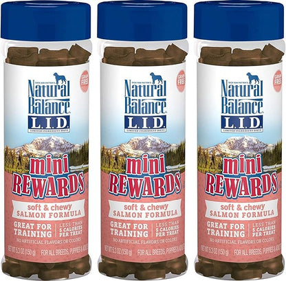 Natural Balance Limited Ingredient Diets Mini Rewards Soft and Chewy Dog Treats (Salmon, 3 Pack / 5.3-Ounces Each)