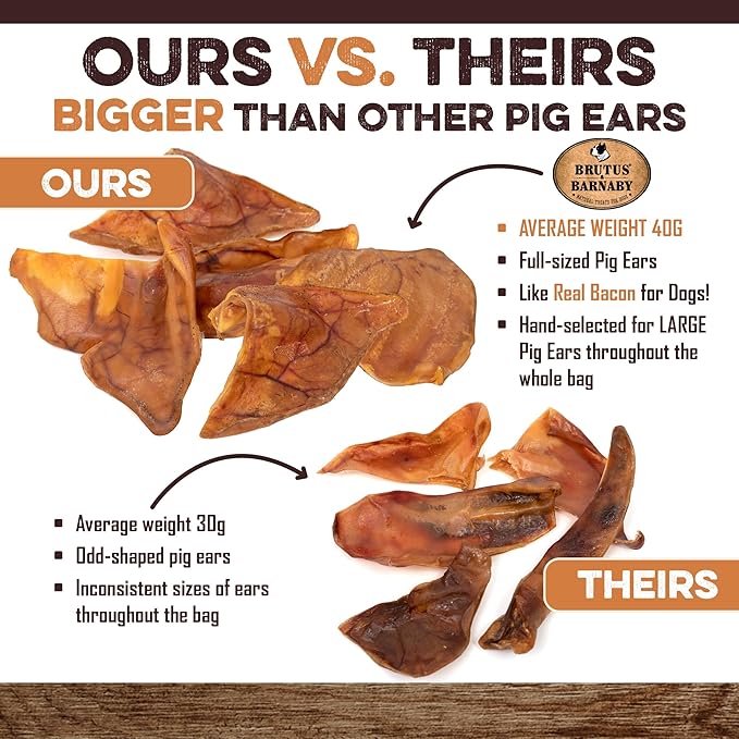 100% Natural Whole Pig Ear Dog Treat - 100 pack - Our Healthy Dog Pig Ears Are Easy To Digest, Chemical & Hormone Free Thick Cut Pig Ears For Dogs Aggressive Chewers, Great For Small Or Large Dogs