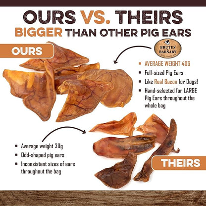 100% Natural Whole Pig Ear Dog Treat - 100 pack - Our Healthy Dog Pig Ears Are Easy To Digest, Chemical & Hormone Free Thick Cut Pig Ears For Dogs Aggressive Chewers, Great For Small Or Large Dogs