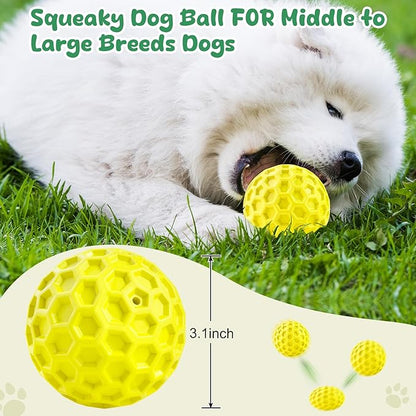 Squeaky Dog Toys for Aggressive Chewers, Indestructible Dog Balls for Aggressive Chewers, Squeaky Balls for Dogs,Interactive Dog Toys for Large Dogs,Funny Dog Squeaky Ball Heavy Duty Dog Toy