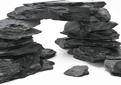 Natural Slate Stone for Aquarium 3 to 10 Inches Fish Tank Rocks Reptile Basking Stones & Fairy Garden Decor,Aquascaping,Paludariums-20LB