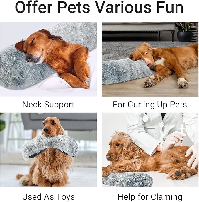 HOMBYS 25" Length Dog Pillows for Large and Medium Dogs, Soft Faux Fur Claming Dog Nek Pillow for Improving Anxiety Reduce, Machine Washable Pet Pillow for Cats, Plush Pet Toy(Tie-Dye, 25"x8"x4")