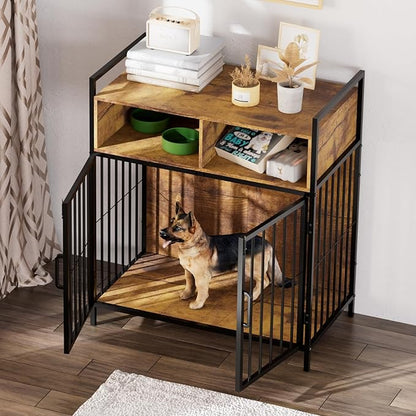 aboxoo 32/40 Inches Furniture Style Dog Crate for Medium Small Dog,Indoor Dog Kennels with Drawers Storage(Rustic Brown)