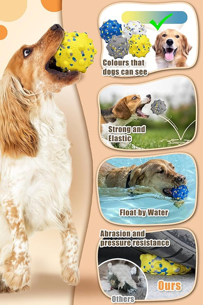3.7'' Dog Balls for Aggressive Chewers, Indestructible Tennis Balls for Dogs, Durable Bouncy Dog Toy Balls, Interactive Dog Toys for Fetch Game, Floating Balls (Blue Large)