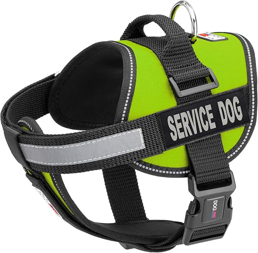 Dogline Unimax Service Dog Vest and Free Service Dog ID Badge with ADA Law, X-Small, Lime Green