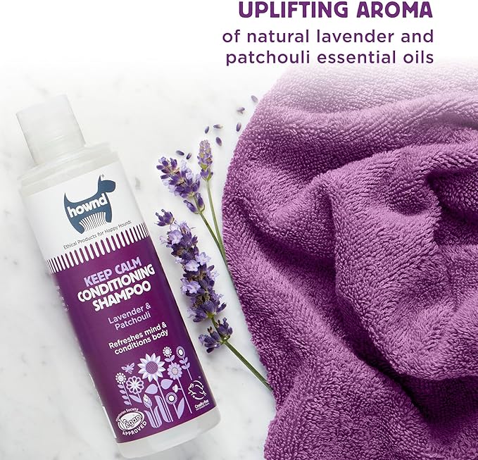 Hownd Calming & Relaxing 2-in-1 Dog Shampoo and Conditioner - Gentle Natural Vegan Formula w/Lavender - Cleans, Conditions, Detangles & Reduces Shedding, Hypoallergenic