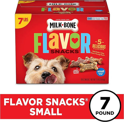 Milk-Bone Flavor Snacks Small Dog Biscuits, Flavored Crunchy Dog Treats, 7 Pound Box