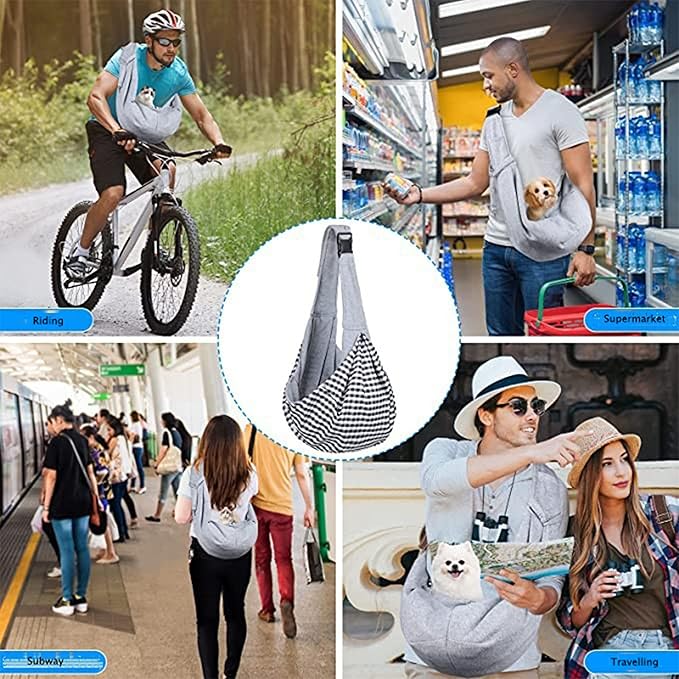 Dog Slings for Small Dogs,Adjustable Puppy Cat Sling Mesh Hands Free Chest Bag Escape Proof for Small Pet 10lbs Daily Walk,Outdoor Activity (Grey)