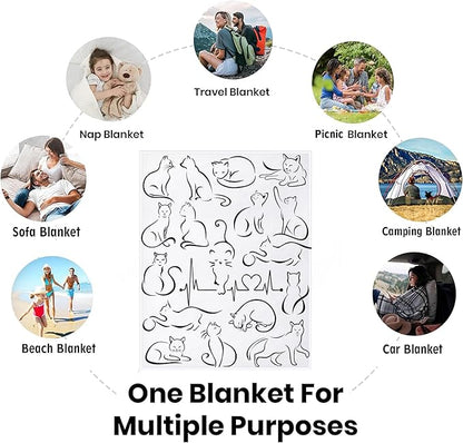 Cat Blanket Soft Cozy Flannel Throw Blanket Warm Lightweight Blankets Gifts for Cat Lovers Kids Girls Women Adults 60"x50"