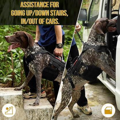 OneTigris Dog Lift Harness for Large Dogs, Dog Hip Support Brace, Full Body Dog Lifter with Handles Invictus Multifunctional Mobility Assistance Vest for Back Legs (Black, Small)