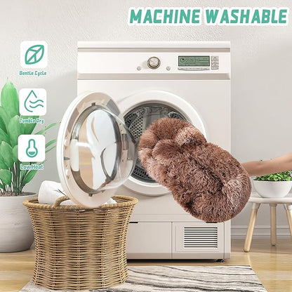 NOYAL Calming Donut Dog Bed for Small to Medium Dogs & Cats - Plush Faux Fur Anti-Anxiety Pet Bed with Machine Washable Cover & Non-Slip Base