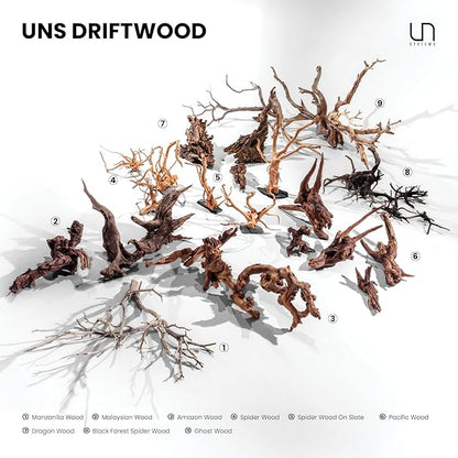 Ultum Nature Systems Driftwood - Malaysian Drift Wood for Fish Tank, Planted Tank, Terriarium, Paludarium - Versatile Natural Driftwood Decor, Events Wood Centerpiece - Malaysian, M 12-16", 3 Pack