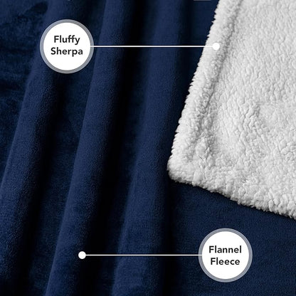 PetAmi Dog Blanket for Medium Large Dogs, Pet Bed Blanket Cat Puppy Kitten, Fleece Furniture Couch Cover Protector Sofa Car, Soft Sherpa Dog Throw Plush Reversible Washable, 40x60 Blue