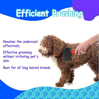 Dog Slicker Brush - Professional Grooming Tool for Goldendoodles, Poodles, and Doodles - Effortless Undercoat Shedding Removal and Tangle-Free Fur - Gentle Dematting and Detangling