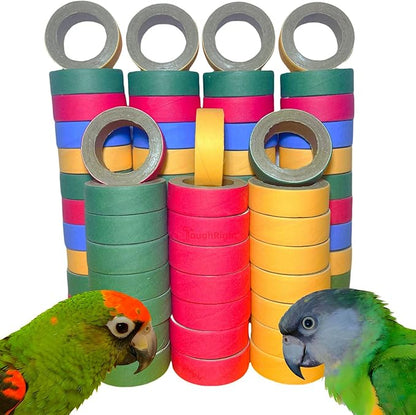 70 Pcs Chew Bagels Bird Toys for Parrots Durable Cardboard BrioChew 0.3in“ Thick Chewing Shredding Foraging Foot for Medium & Large Parrot Amazons Mini Macaws African Greys Cockatoos Eclectus Senegal