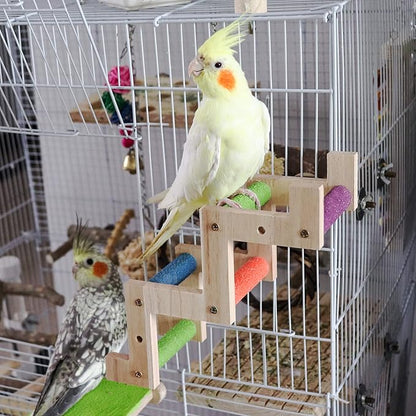 Bird Ladder Bridge, Wooden Parrot Hamster Climbing Ladder Toys, Bird Perch Stand, Bird Cage Accessories, Small Animals Climbing Toy for Parrot Hamster Rat Squirrel Sugar Gliders Parakeets Cockatiels