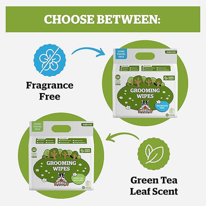 Pogi_ Dog Wipes Travel Packs  Hypoallergenic Pet Wipes for Paws, Body & Butt  Cleaning & Hydrating, Green Tea Scent, 240-Count