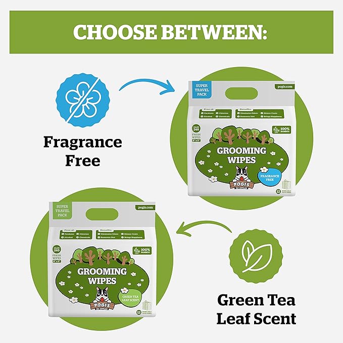 Pogi_ Dog Wipes Travel Packs  Hypoallergenic Pet Wipes for Paws, Body & Butt  Cleaning & Hydrating, Fragrance Free, 240-Count