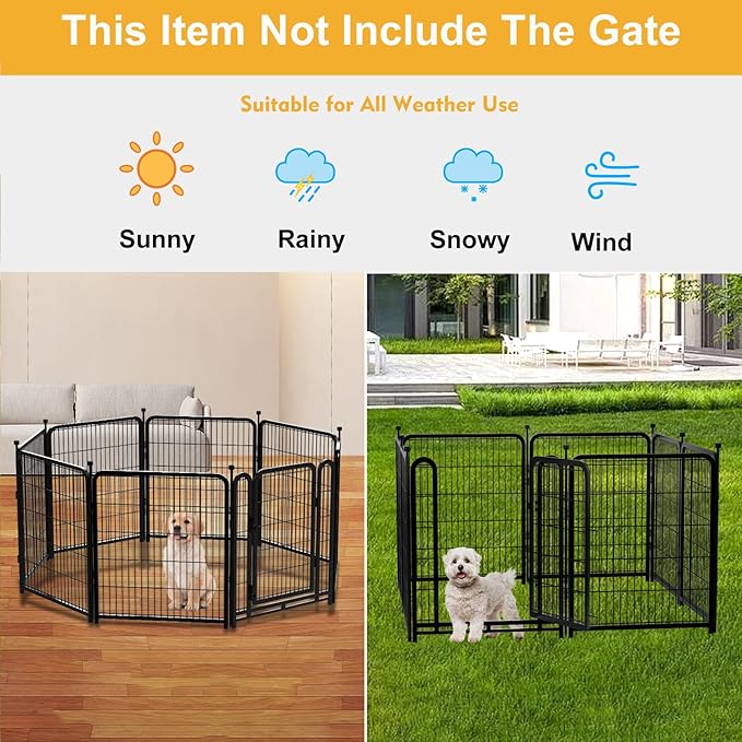 Doorless 48 in(H) Decorative Garden Fence and Borders, 12 Panels Total 26.6 Ft(L), Garden Fence Animal Barrier, Fencing for Garden Beds, Dog Play Pen Outdoor, Flower Bed Fencing, Black