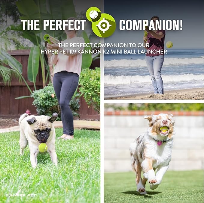 Hyper Pet MINI Tennis Balls for Dogs (Pet Safe Dog Ball for Exercise & Training, Interactive Toys work with Hyper Pet K9 Kannon MINI Launcher - 4 Pack MINI Green