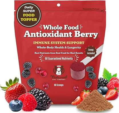 Natural Dog Company Dog Food Topper, Antioxidant Berry Granules for Dogs, Natural Dog Vitamins & Superfood Topper, Holistic Dog Nutrition, Dog Immune Support, Berry Dog Supplement, 8oz Resealable