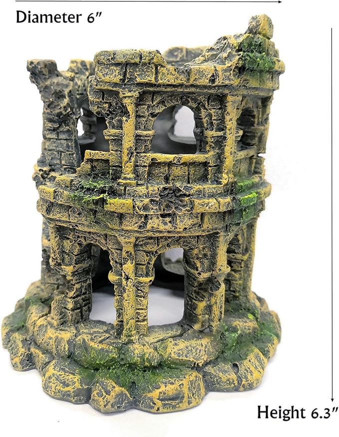 M2cbridge Antique Roman Column Ruins European Castle Aquarium Decorations Fish Tank Hideout Rocks (Roman Column Round)