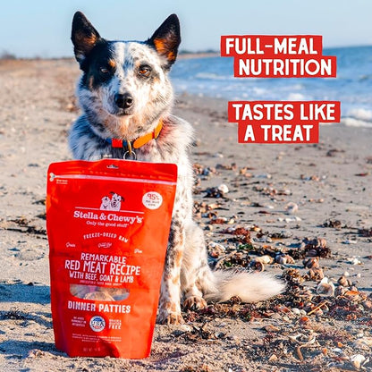 Stella & Chewy's Freeze Dried Raw Dinner Patties  Grain Free Dog Food, Protein Rich Remarkable Red Meat Recipe  14 oz Bag