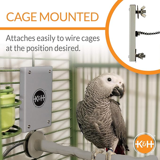 K&H Pet Products Snuggle-Up Bird Cage Heater, Bird Cage Accessory, Exotic Avian Warming Panel for Small Exotics Like Parakeet, Cockatiel, Canary - Small 5 X 3in Gray 12V
