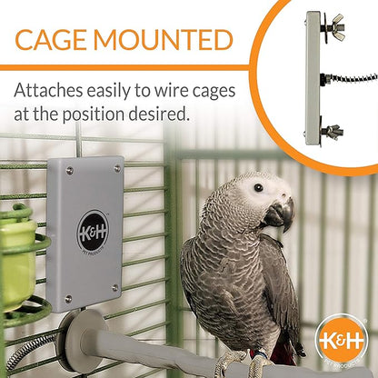 K&H Pet Products Snuggle-Up Bird Cage Heater, Bird Cage Accessory, Exotic Avian Warming Panel for Medium/Large Exotics Like Parrot, Cockatoo, Macaw, African Gray - Large 7 X 4in Gray 12V