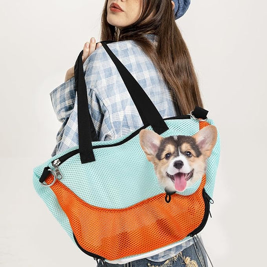 Dog Carrier Sling Adjustable Hand Free Dog Sling Carrier for Carry Small Dogs and Cats Travel Safety Harness Reversible Puppy Carrier Purse with Storage Pocket Suitable for Puppy