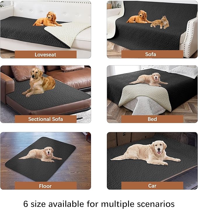 Waterproof Dog Blanket, Washable Anti-Slip Pet Couch Covers for Sofa,Pet Hair Resistant Blankets Bed Chair Furniture Couch Protector for Dogs-52x82,Black