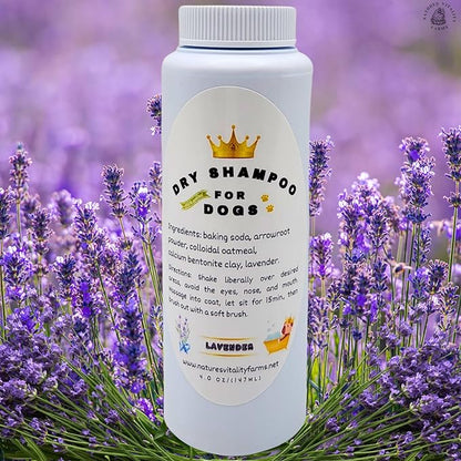 U.S.A. Dry Dog Shampoo - Natural Deodorizing Powder - Itchy Sensitive Skin Allergies - Stinky Odors - Waterless for Cats (Lavender)