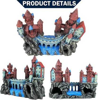 Aquarium Castle Decoration for Fish Tank Castle Cave Hideouts House Plants Supplies Accessories Safe for Freshwater and Saltwater Fish Tanks – Medium (Brown)