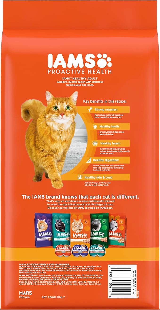 IAMS Proactive Health Adult Healthy Dry Cat Food with Real Salmon, 3.5 lb. Bag