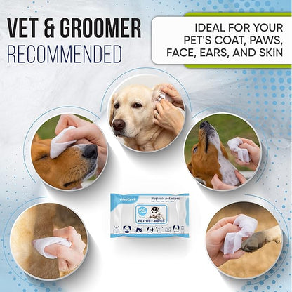 MAGICARE Pet Wipes  400 pcs Dog Wipes  8x8 Inch Unscented Dog Paw Cleaner Wipes for Body, Ears, Face, and Skin  Ultra Thick & Soft with Hypoallergenic Formula  Ideal Pet Wipes for Dogs & Cats