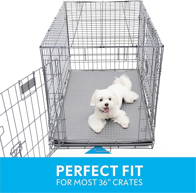 Paw Inspired Cooling Orthopedic Crate Pad for Dogs, Washable Memory Foam Dog Cooling Mat (35x22 Inch Medium/Large Size for 36 Inch Kennel, Gray)