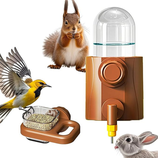 Small Animal Feeder Set for Cage, Hanging Food Bowl and Water Dispenser with 3 Different Nozzles for Puppy Kitten Rabbit Bird Guinea Pigs Chinchilla Ferret Hedgehog Pet