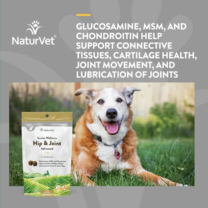 NaturVet – Senior Wellness Hip & Joint Advanced Plus Omegas | Help Support Your Pet’s Healthy Hip & Joint Function | Supports Joints, Cartilage & Connective Tissues | 120 Soft Chews