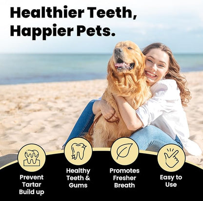 Hanu Dental Finger Wipes for Dogs & Cats - Teeth Cleaning Wipes Removes Bad Breath, Plaque & Tartar - Whitens Teeth Finger Toothbrush Gum Care Wipes - Freshens Breath - Vet-Recommended