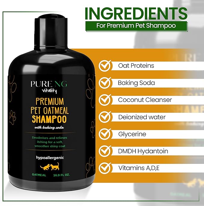 Dry Skin & Anti Itch Shampoo for Dogs | Oatmeal Dog Shampoo | Itchy Skin Relief | Hypoallergenic with Anti Dandruff Treatment | Anti-Fungal & Alcohol-Free | Nutrient-Rich | Suitable for All Pets