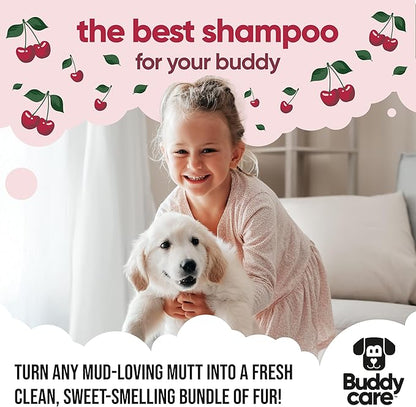 Black Cherry Dog Shampoo by Buddycare | Dry Skin & Itchy Skin Relief for Smelly Dogs | Deep Cleansing for Dogs Puppy Sensitive Skin | Dog Shampoo & Conditioner | with Aloe & Vitamin B5 (16.90oz)
