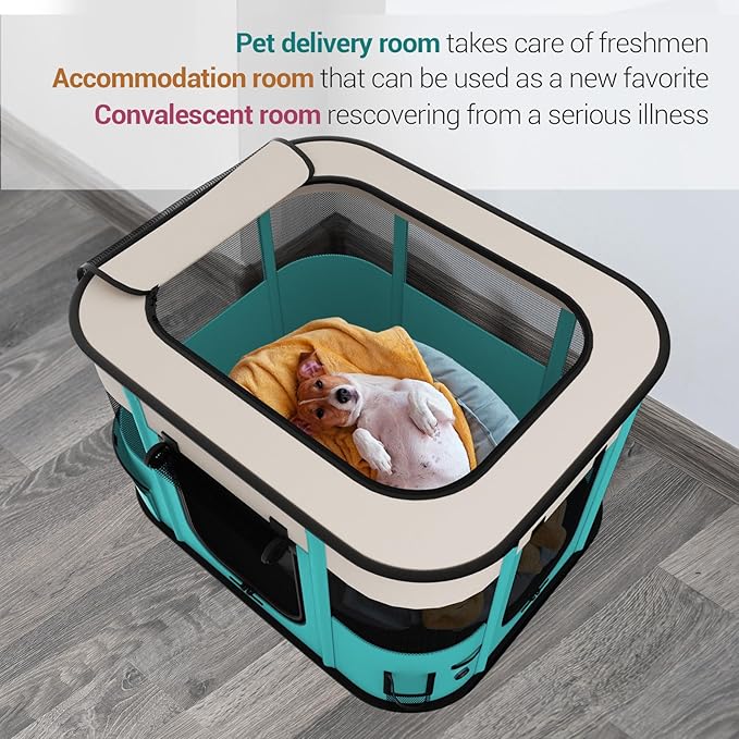 Foldable Pet Playpen,Portable Dog Cat Crate Pet Kennel Tent, Puppy playpen Indoor, Free Carrying Case,Outdoor Travel Use Camping for Small Large Dogs,Cats,Animals,Large